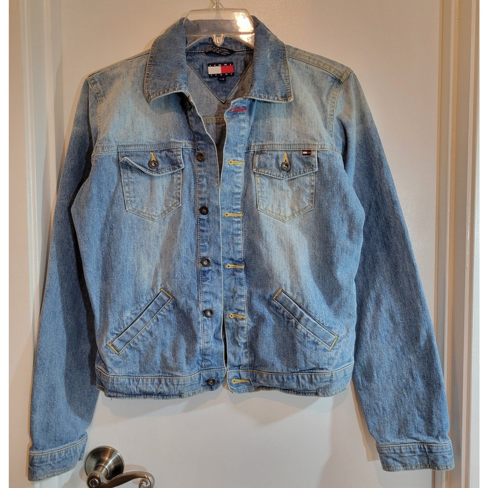 VTG Tommy Jeans Womens S Light Wash Denim Trucker Jacket Western Classic Retro